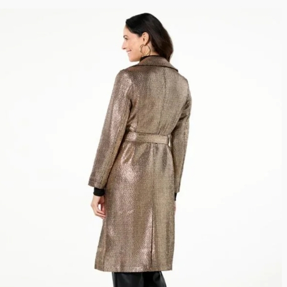 NWT Size Small Kathy Ireland Metallic Gold Tweed Coat - Picture 2 of 2